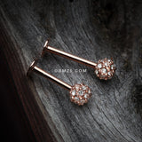 Detail View 2 of Rose Gold Pave Sparkle Full Dome Top Steel Labret-Clear Gem