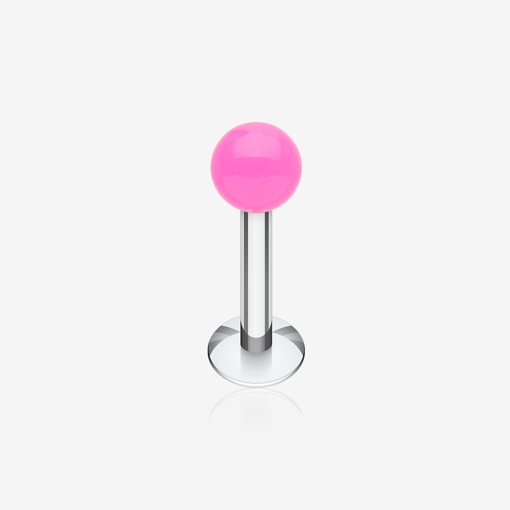 Neon UV Acrylic Ball Top Labret-Pink