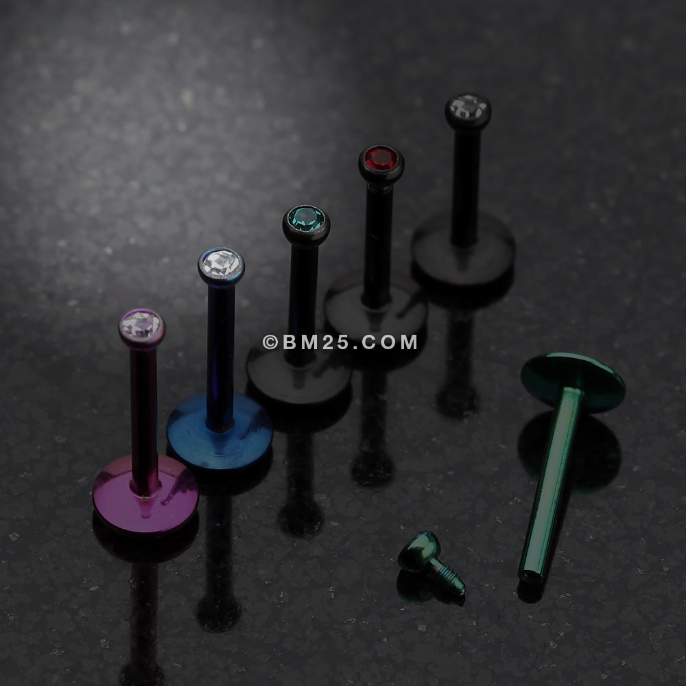 Detail View 1 of Colorline Gem Ball Internally Threaded Labret-Black/Clear