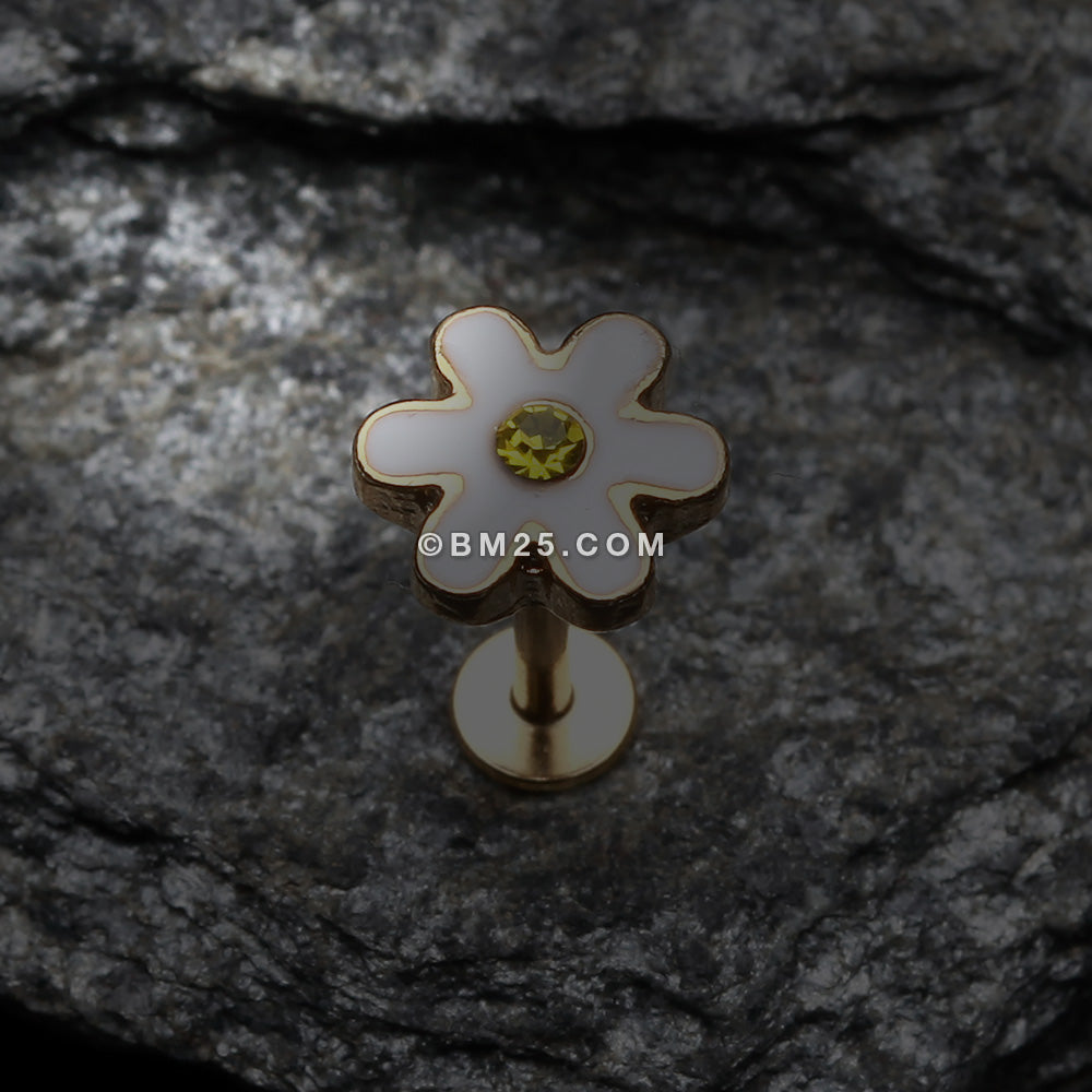 Detail View 1 of Golden Adorable Daisy Steel Labret-White/Yellow