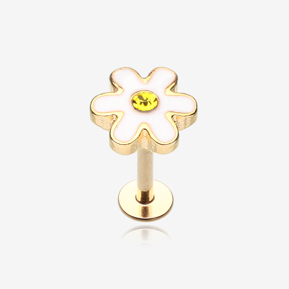 Golden Adorable Daisy Steel Labret-White/Yellow
