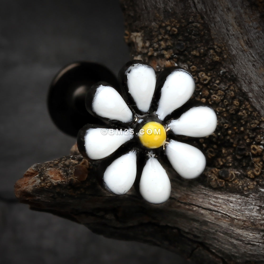 Detail View 1 of Colorline Spring Blossom Flower Top Steel Labret-Black/White/Yellow