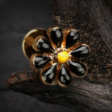 Detail View 1 of Golden Spring Blossom Flower Top Steel Labret-Black/Yellow