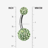 Detail View 1 of Classic Multi-Gem Sparkle Belly Ring-Light Green