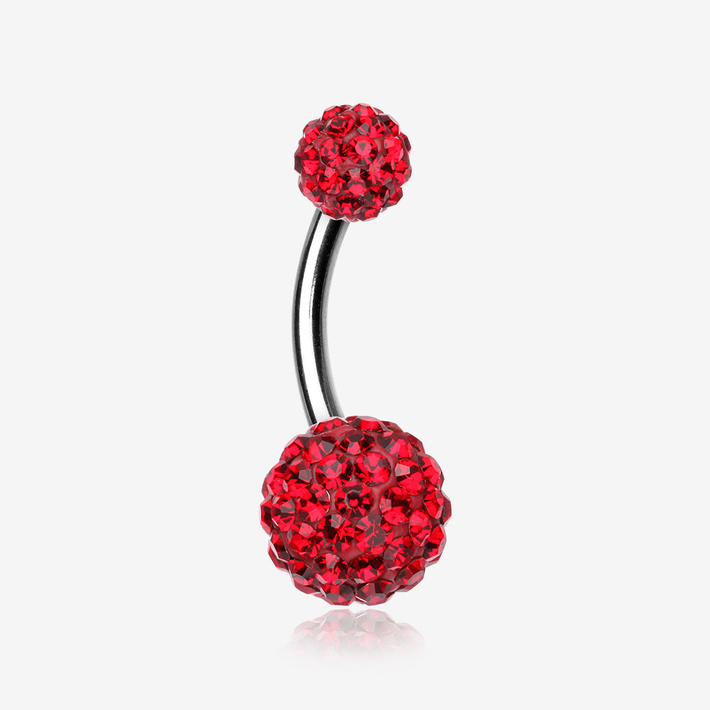 Classic Multi-Gem Sparkle Belly Ring-Red