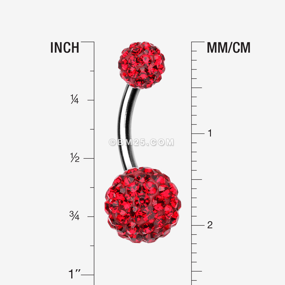 Detail View 1 of Classic Multi-Gem Sparkle Belly Ring-Red