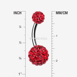 Detail View 1 of Classic Multi-Gem Sparkle Belly Ring-Red