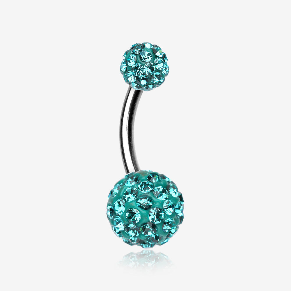 Classic Multi-Gem Sparkle Belly Ring-Teal
