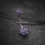 Detail View 2 of Classic Multi-Gem Sparkle Belly Ring-Tanzanite