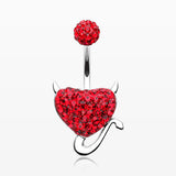 Devil's Heart Multi-Gem Sparkle Belly Button Ring-Red