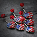 Detail View 3 of American Flag Multi-Gem Sparkle Belly Button Ring -Red