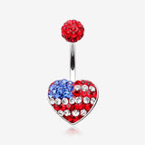 American Flag Multi-Gem Sparkle Belly Button Ring