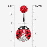 Detail View 1 of Adorable Lady Bug Multi-Gem Sparkle Belly Button Ring-Red