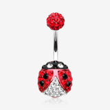 Adorable Lady Bug Multi-Gem Sparkle Belly Button Ring