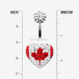 Detail View 1 of Canada Flag Heart Multi-Gem Sparkle Belly Button Ring-Red
