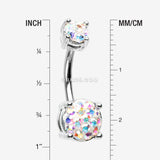 Detail View 1 of Multi-Gem Sprinkle Sparkle Prong Set Belly Button Ring-Aurora Borealis