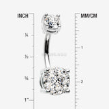 Detail View 1 of Multi-Gem Sprinkle Sparkle Prong Set Belly Button Ring-Clear Gem