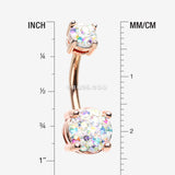 Detail View 1 of Rose Gold Multi-Gem Sprinkle Sparkle Prong Set Belly Button Ring-Aurora Borealis