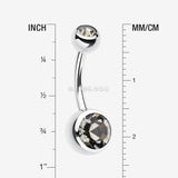 Detail View 1 of Double Gem Ball Steel Belly Button Ring-Black Diamond