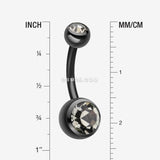 Detail View 1 of Colorline Double Gem Ball Steel Belly Button Ring-Black/Black Diamond
