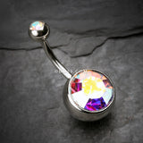 Detail View 2 of The Giant Sparkle Gem Ball Belly Button Ring-Aurora Borealis