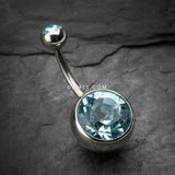 Detail View 2 of The Giant Sparkle Gem Ball Belly Button Ring-Aqua