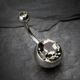 Detail View 2 of The Giant Sparkle Gem Ball Belly Button Ring-Black Diamond