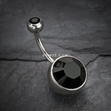 Detail View 2 of The Giant Sparkle Gem Ball Belly Button Ring-Black