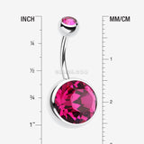 Detail View 1 of The Giant Sparkle Gem Ball Belly Button Ring-Fuchsia