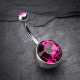 Detail View 2 of The Giant Sparkle Gem Ball Belly Button Ring-Fuchsia