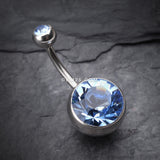 Detail View 2 of The Giant Sparkle Gem Ball Belly Button Ring-Light Blue