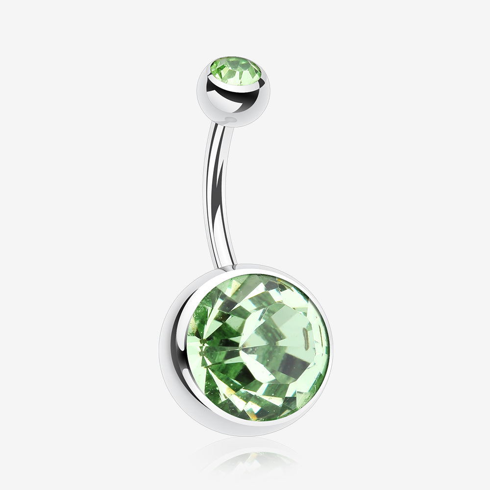 The Giant Sparkle Gem Ball Belly Button Ring-Light Green