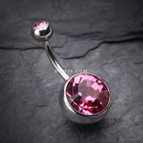 Detail View 2 of The Giant Sparkle Gem Ball Belly Button Ring-Pink