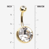 Detail View 1 of Golden Grand Sparkle Gem Ball Basic Belly Button Ring-Clear Gem
