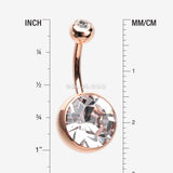 Detail View 1 of Rose Gold Giant Sparkle Gem Ball Belly Button Ring-Clear Gem