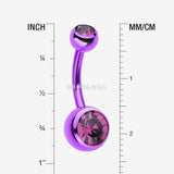 Detail View 1 of Jelly Belly Unity Gem Belly Button Ring-Purple/Fuchsia