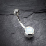Detail View 2 of Jelly Belly Unity Gem Belly Button Ring-Rhodium Plated/Opal
