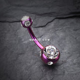 Colorline Aurora Gem Ball Steel Belly Button Ring-Purple/Clear