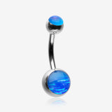 Iridescent Holographic Sparkle Belly Button Ring-Blue
