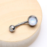 Detail View 2 of Iridescent Holographic Sparkle Belly Button Ring-Clear Gem
