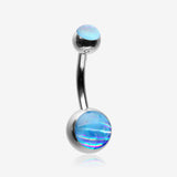 Iridescent Holographic Sparkle Belly Button Ring-Light Blue