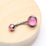 Detail View 2 of Iridescent Holographic Sparkle Belly Button Ring-Pink