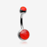 Iridescent Holographic Sparkle Belly Button Ring-Red