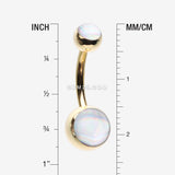 Detail View 1 of Golden Hologram Sparkle Steel Belly Button Ring-Clear Gem