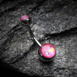 Detail View 2 of Opal Sparkle Shower Basic Belly Button Ring-Pink