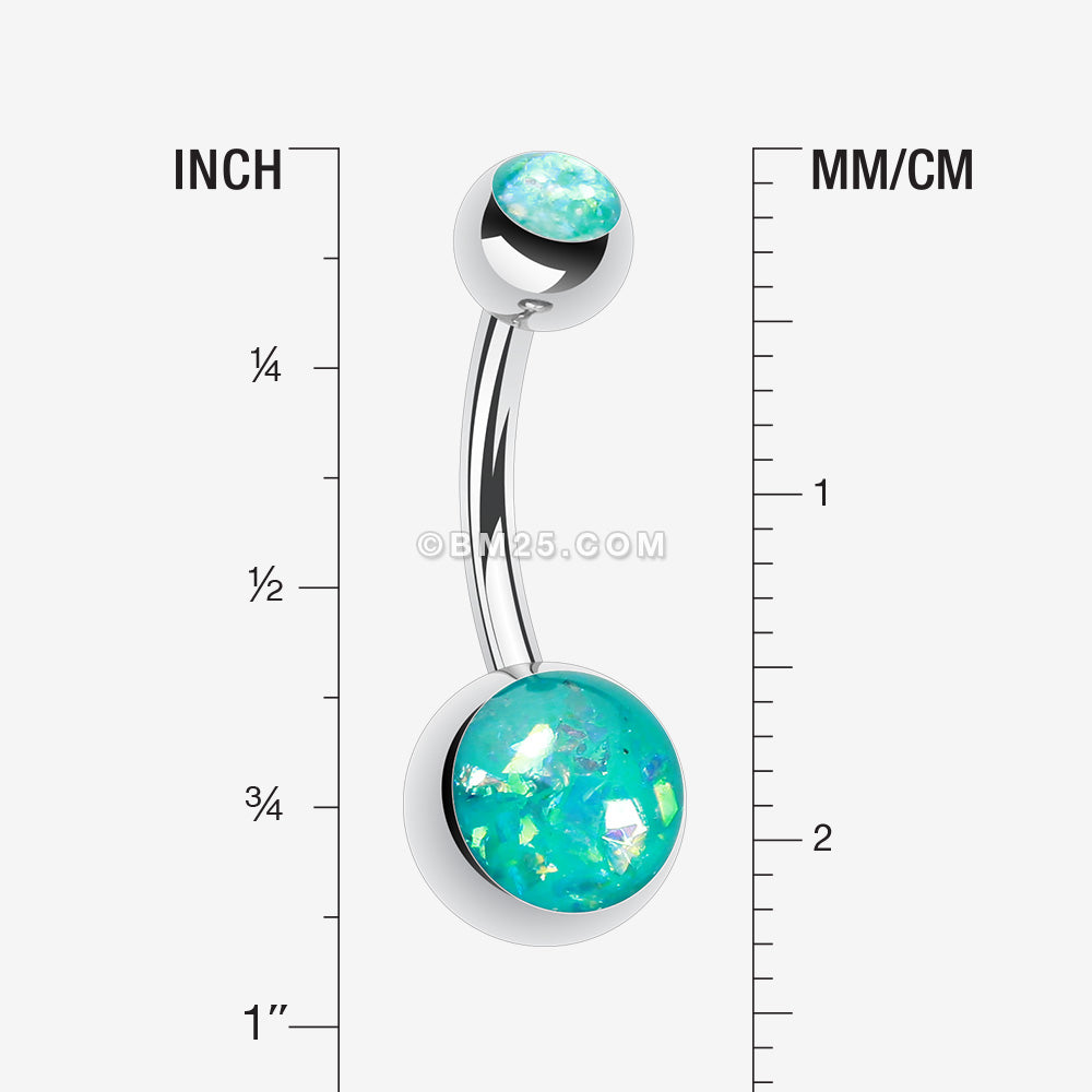 Detail View 1 of Opal Sparkle Shower Basic Belly Button Ring-Teal