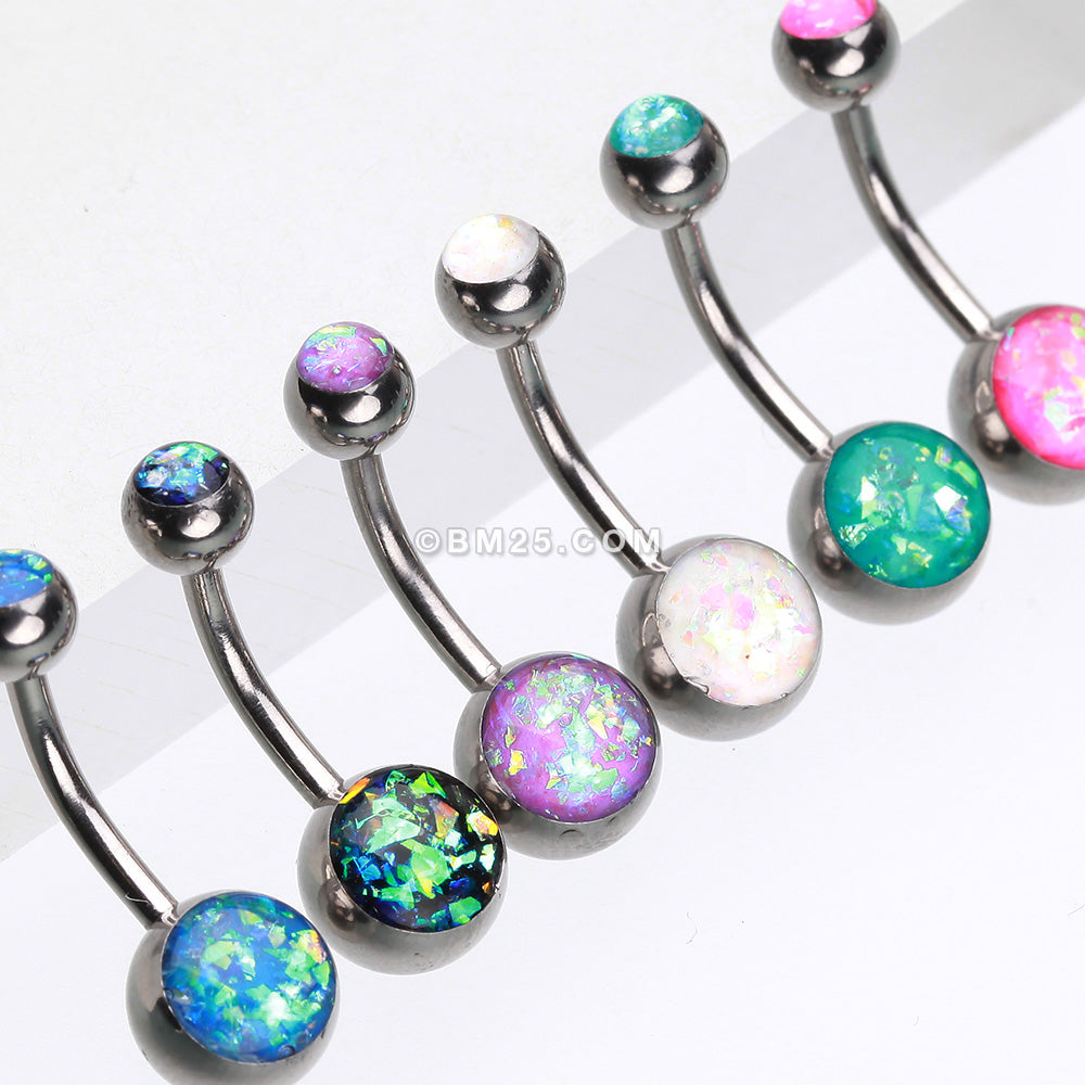 Detail View 3 of Opal Sparkle Shower Basic Belly Button Ring-White