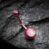 Detail View 2 of Colorline Opal Sparkle Shower Belly Button Ring-Pink