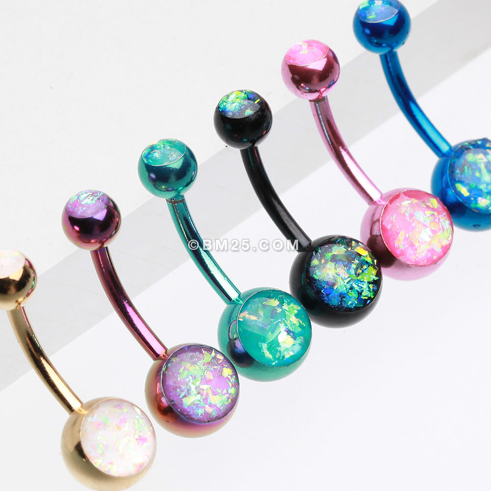 Detail View 3 of Colorline Opal Sparkle Shower Belly Button Ring-Purple