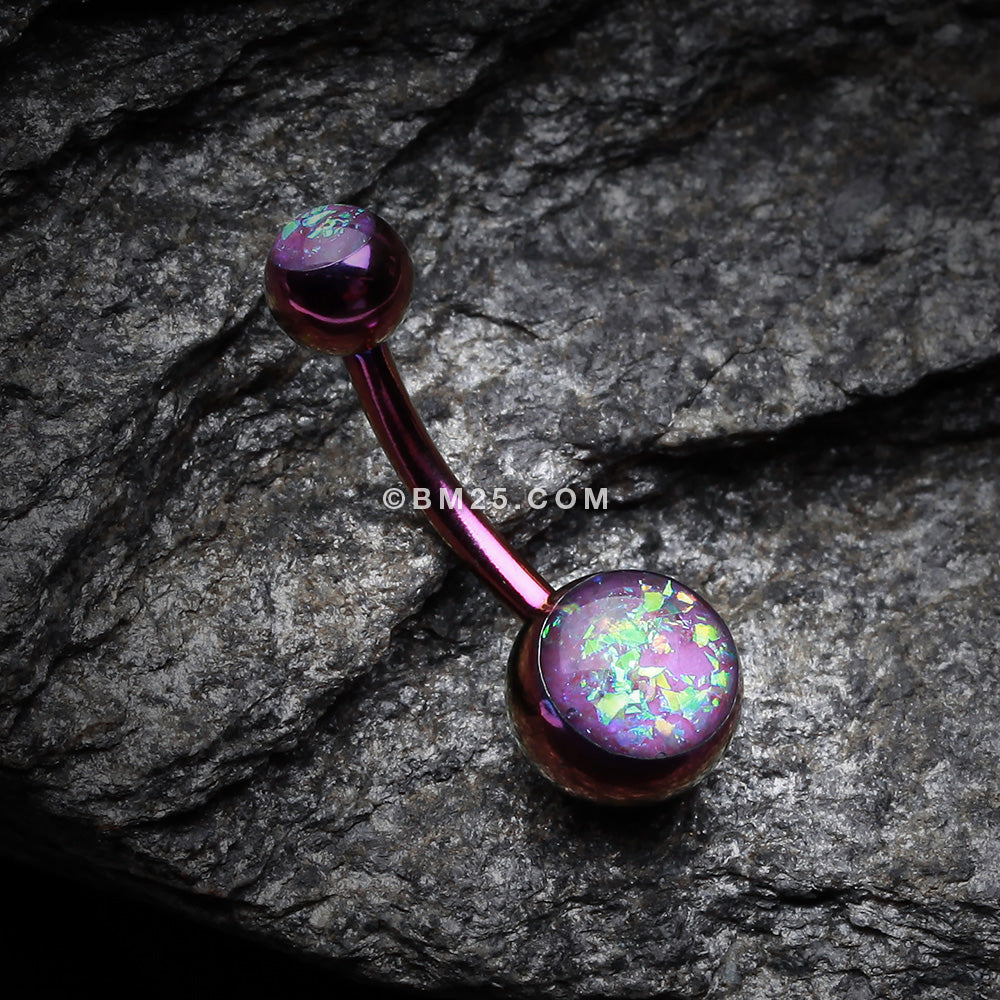 Detail View 2 of Colorline Opal Sparkle Shower Belly Button Ring-Purple